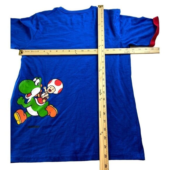 Super Mario Men's XXL Blue Graphic Tee Featuring Mario Luigi Yoshi & Toad - Picture 4 of 6